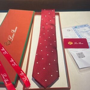 Loro Piana Classic Red Tie with White Dots